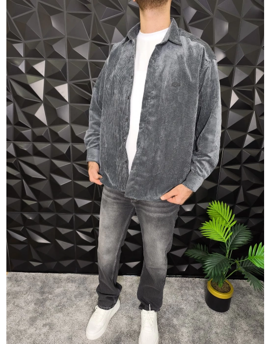 Giesto Kadife Gömlek Antrasit