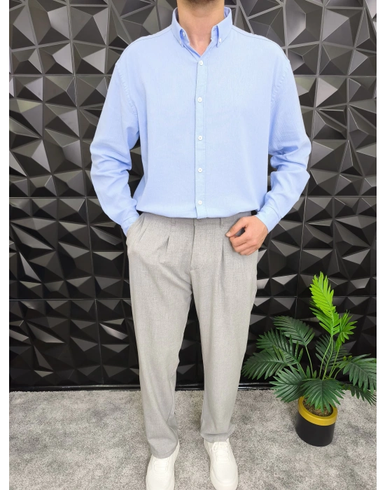 Giesto Krinkıl Kumaş Gömlek Bebe Mavi