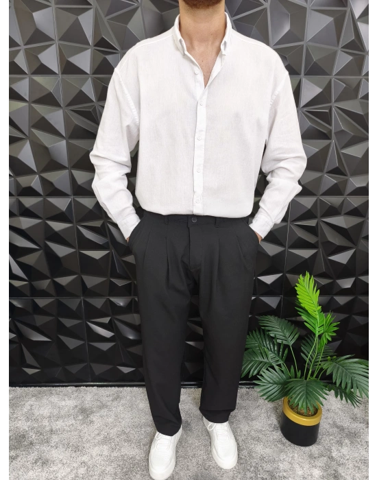 Giesto Krinkıl Kumaş Gömlek Beyaz