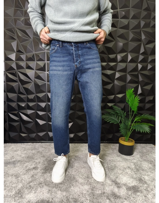 Koyu Mavi Efektli Boyfriend Jean