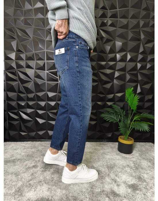 Koyu Mavi Efektli Boyfriend Jean