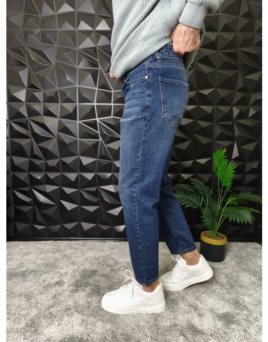 Koyu Mavi Efektli Boyfriend Jean