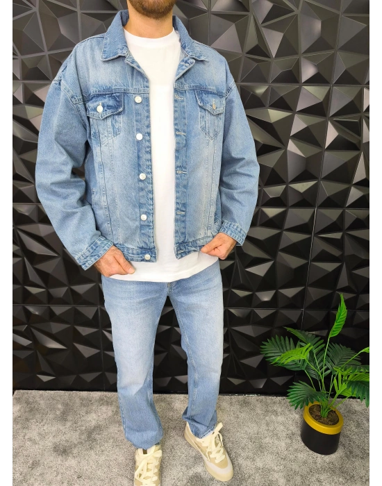 Mavi Yıkamalı Kot Ceket