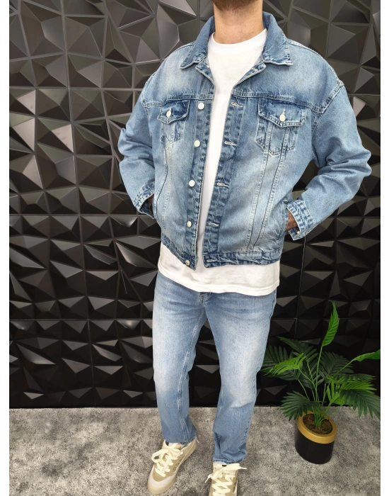 Mavi Yıkamalı Kot Ceket