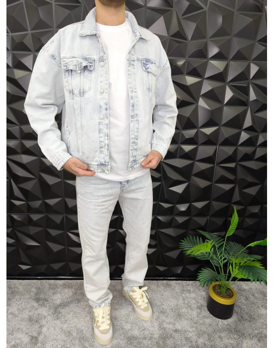 Never Break Baskılı Kot Ceket