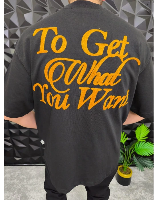 Siyah Ace Of Life süzene Nakışlı Oversize T-Shirt