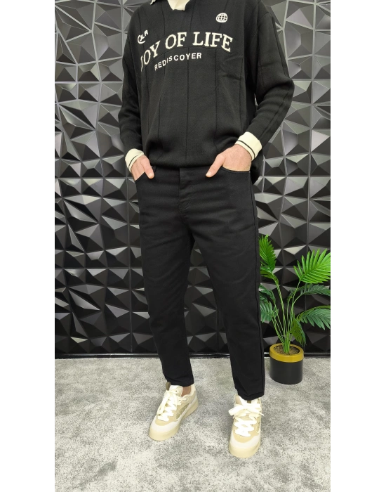 Siyah Basic Boyfriend Jean