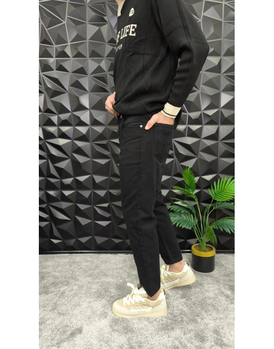 Siyah Basic Boyfriend Jean