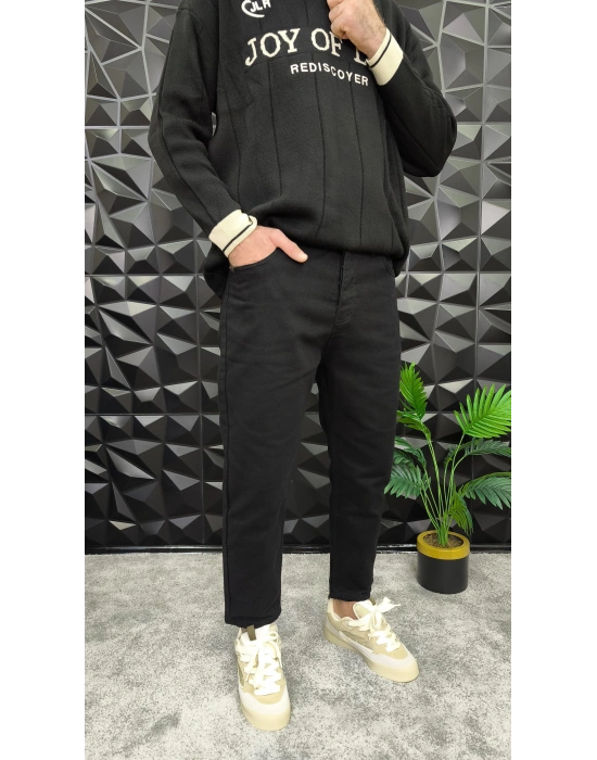 Siyah Basic Boyfriend Jean