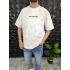 Beyaz Şal Deseni Kabartmalı baskı Oversize T-Shirt