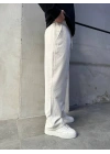 Baggy Kalıp Kadife Pantolon Ekru