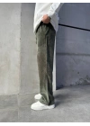 Baggy Kalıp Kadife Pantolon Haki