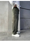 Baggy Kalıp Kadife Pantolon Haki