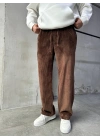Baggy Kalıp Kadife Pantolon Kahverengi