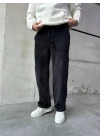 Baggy Kalıp Kadife Pantolon Siyah