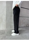 Baggy Kalıp Kadife Pantolon Siyah