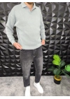 Basic Polo Yaka Triko Gri