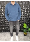 Basic Polo Yaka Triko İndigo