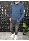 Basic Polo Yaka Triko İndigo
