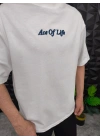 Beyaz Ace Of Life süzene Nakışlı Oversize T-Shirt
