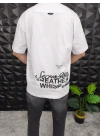 Beyaz Losting Memory Nakışlı Oversize T-shirt