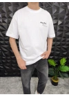 Beyaz Losting Memory Nakışlı Oversize T-shirt