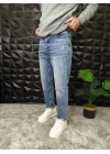 Çizik Detaylı Mavi Boyfriend Jean
