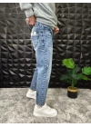 Çizik Detaylı Mavi Boyfriend Jean