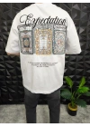Expectation Nakışlı Patchli Oversize T-Shirt Beyaz