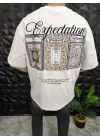 Expectation Nakışlı Patchli Oversize T-Shirt Beyaz