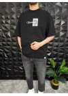 Expectation Nakışlı Patchli Oversize T-Shirt Siyah