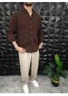 Giesto Krinkıl Kumaş Gömlek Kahverengi