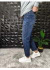Koyu Mavi Efektli Boyfriend Jean