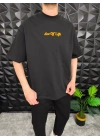 Siyah Ace Of Life süzene Nakışlı Oversize T-Shirt
