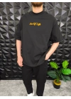 Siyah Ace Of Life süzene Nakışlı Oversize T-Shirt