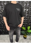 Siyah Losting Memory Nakışlı Oversize T-shirt