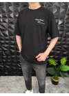 Siyah Losting Memory Nakışlı Oversize T-shirt
