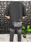 Siyah Losting Memory Nakışlı Oversize T-shirt
