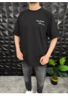 Siyah Losting Memory Nakışlı Oversize T-shirt