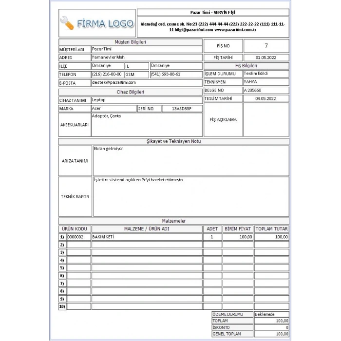 Ak Servis Web - Online Servis Takip Programı