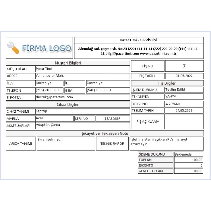 Ak Servis Web - Online Servis Takip Programı