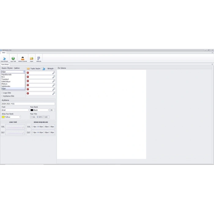 Ak Resim - Pazaryeri Resim Birleştirme Programı