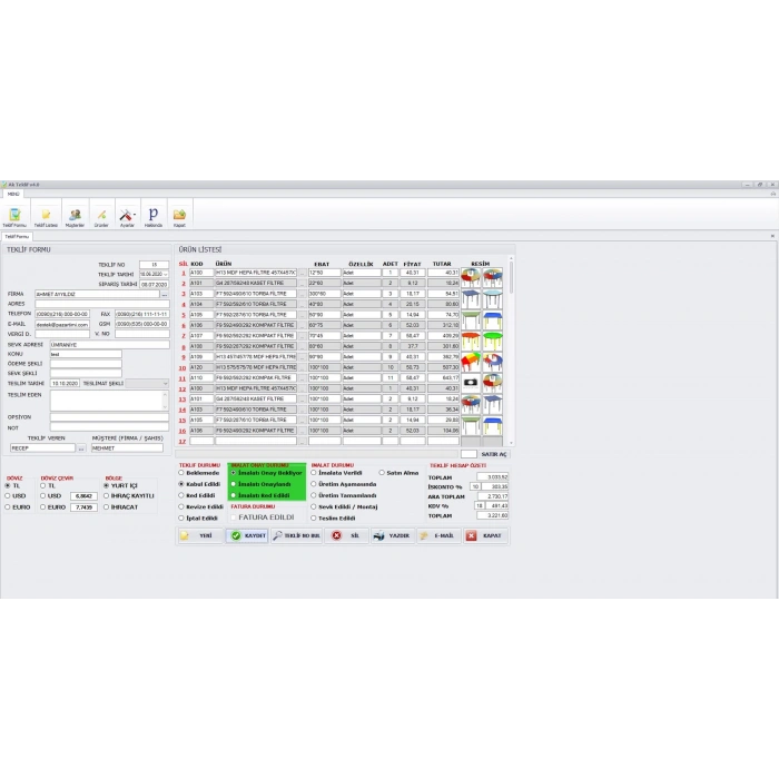 Ak Teklif - Fiyat Teklif Programı