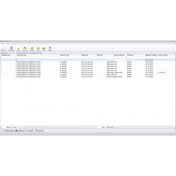 Ak VDA - VDA Program Barkod Formu (VDA 4902)