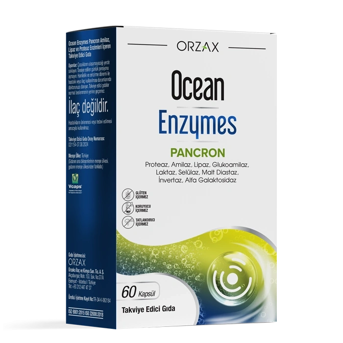OCEAN ENZYMES PANCRON TAKVIYE EDICI GIDA 60 kapsül