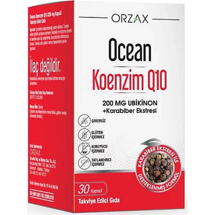 OCEAN KOENZIM Q10 TAKVIYE EDICI GIDA KAPSUL 200 mg 30 kapsül
