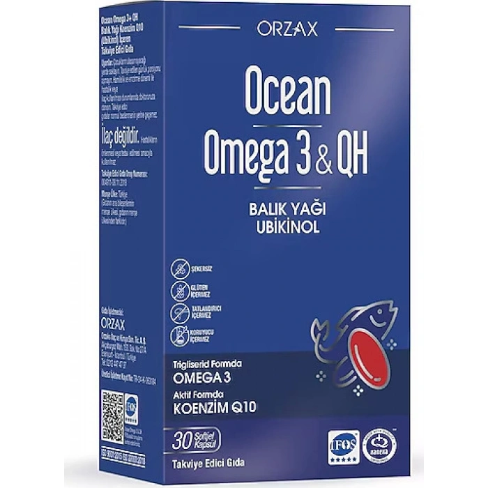 OCEAN OMEGA3&QH BALIK YAGI UBIKINOL TAKVIYE EDICI GIDA 30 kapsül