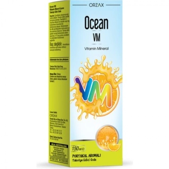 OCEAN VM VITAMIN MINERAL PORTAKAL AROMALI TAKVIYE EDICI GIDA 150 ml şişe