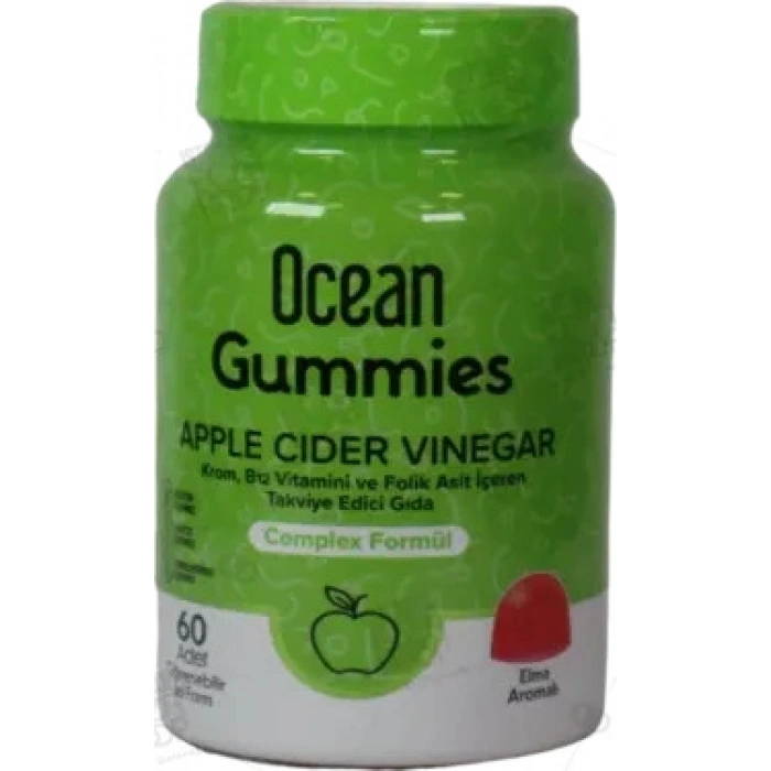 OCEAN GUMMIES APPLE CIDER VINEGAR TAKVIYE EDICI GIDA CIGNENEBILIR JEL 60 jel