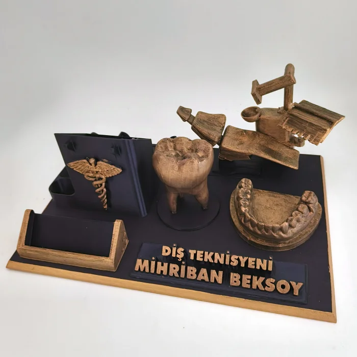 Kişiye Özel Diş Teknisyeni Masa İsimliği ve Kartvizitlik